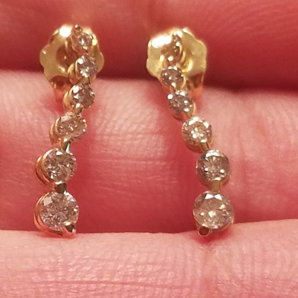 14k Diamond climber earrings
